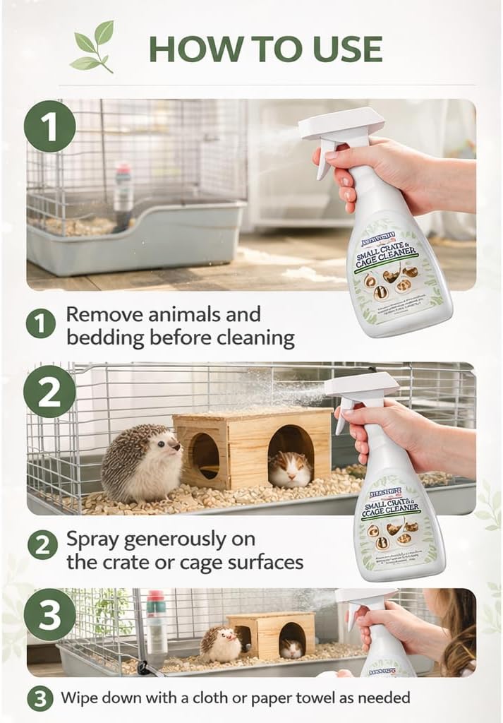 Atlantic Rush Small Animal Cage Cleaner Spray- 24oz Bottle Cage and Crate Cleaner for Guinea Pig, Hamster, Rabbit, Ferret, & Birds- Cage Cleaning Supplies Odor Eliminator - Image 5