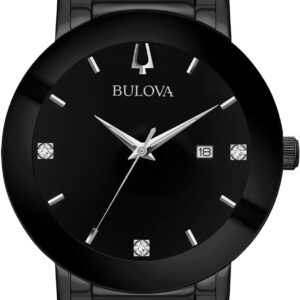 Bulova Men’s 3-Hand Quartz Watch with Diamond Dial and Edge to Edge Crystal