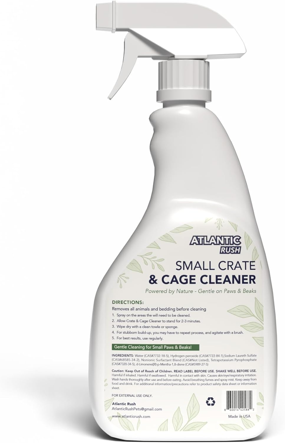 Atlantic Rush Small Animal Cage Cleaner Spray- 24oz Bottle Cage and Crate Cleaner for Guinea Pig, Hamster, Rabbit, Ferret, & Birds- Cage Cleaning Supplies Odor Eliminator - Image 2