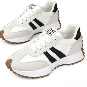 Women’s Fashion Thick Sole Sneakers, Breathable Walking Shoes, Comfortable Support, Casual Textile Upper, Rubber Sole, All Seasons