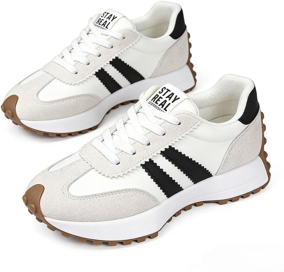 Women's Fashion Thick Sole Sneakers, Breathable Walking Shoes, Comfortable Support, Casual Textile Upper, Rubber Sole, All Seasons