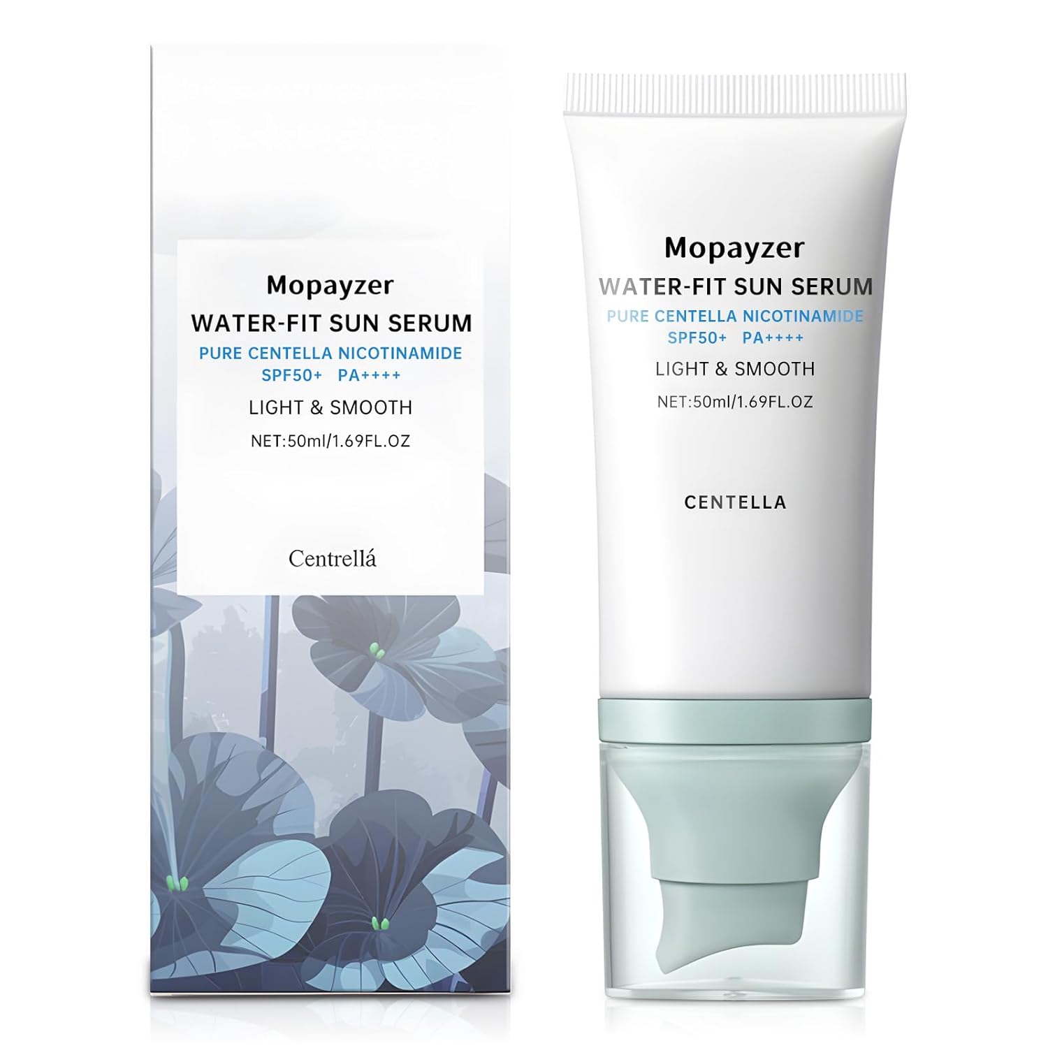 Centella Sunscreen SPF 50, Hyalu Cica Sunscreen for Face, Water Resistant Strong UV Protection No White Cast, Madagascar Face Sun Screen Oil Free, Water Fit Sun Serum(Blue 1) - Image 8