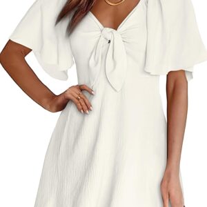 Dokotoo Womens Dresses 2026 Spring Summer Deep V Neck Elegant Cocktail Bow tie Mini Dress S-XL