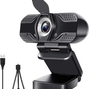 1080P Full HD Webcam,2 Mics, 110° Wide Angle Web Cam,Plug & Play USB Camera,Auto Light Correction, Noise Reduction,Privacy Cover & Tripod, for Laptop/Desktop/PC/Mac,with Zoom/Skype/Teams/Streaming