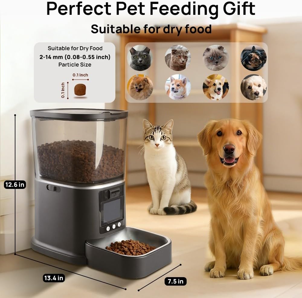 5L Automatic Cat Feeder with Camera, Two-Way Video 3MP HD & Audio, 5G WiFi Automatic Dog Feeder with Night Vision, Cat Food Dispenser with Dog Food Container for Multiple Pets - Image 7