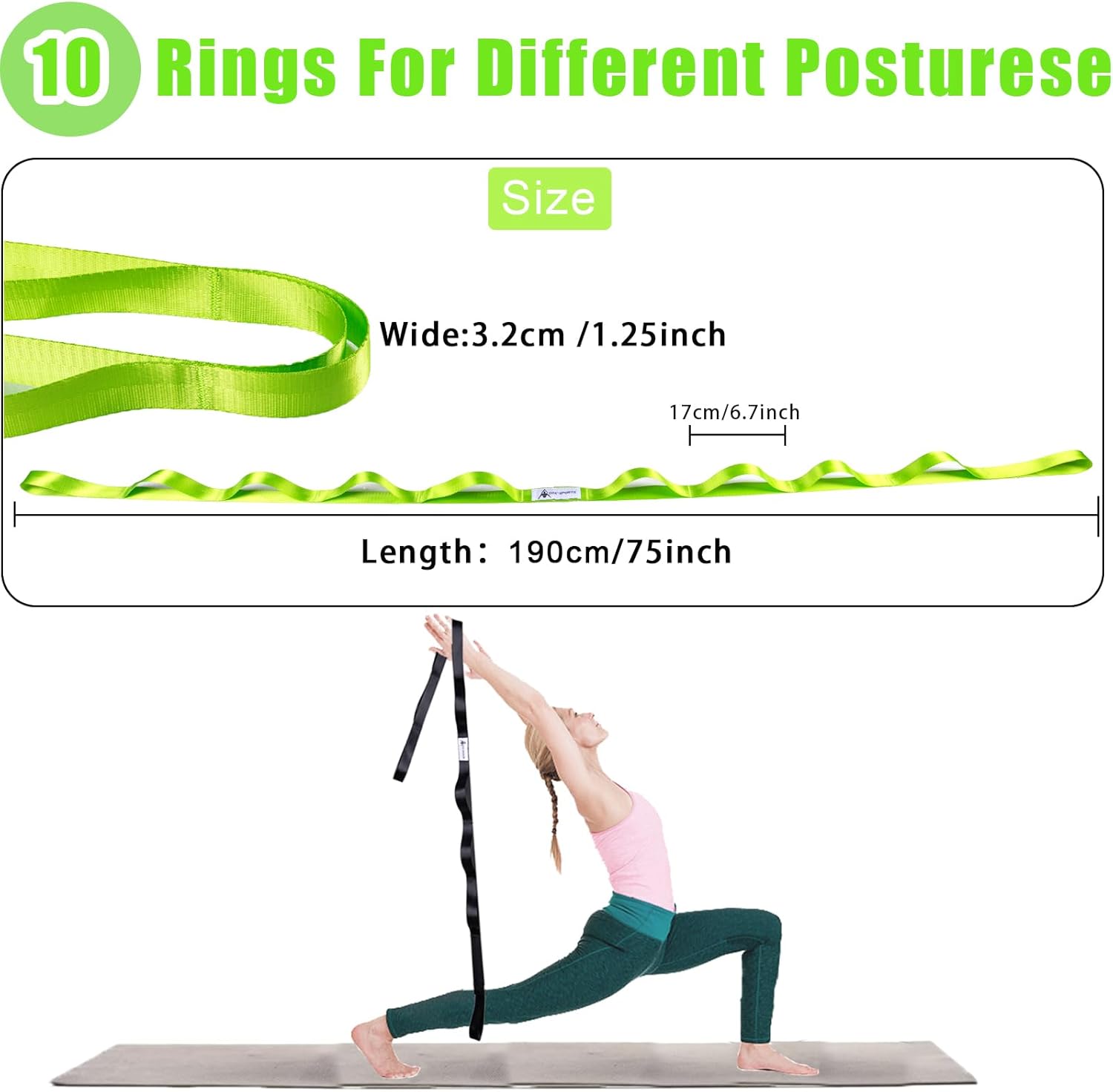 Oak-Sports Stretching Strap Yoga Strap for Physical Therapy with 10 Loops, Yoga Straps for Stretching, Upgraded Non-Elastic Stretch Band for Pilates, Dance and Gymnastics with Workout Guide - Image 3