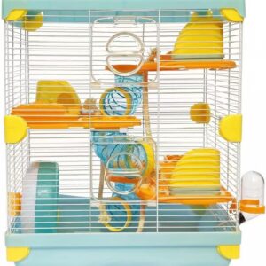 PETZHUBO Hamster Cage Small Animal Cage 3 Layers Cage Size：14.17″(W) X10.63(L) X16.73 (H) Suitable for Hamsters up to 3.5 inch in Length,Blue Colour.