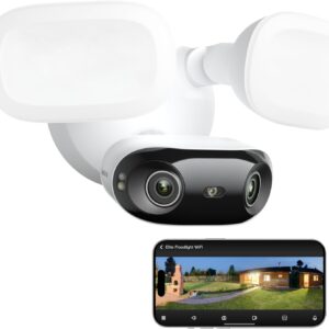 REOLINK Elite Floodlight WiFi, 4K 8MP 180° Panoramic Wired Floodlight Camera, Adjustable 3000 Lumens, Local AI Video Search, Dual-Band Wi-Fi 6, 24/7 Recording, No Monthly Fees, 100~240V AC Hardwired