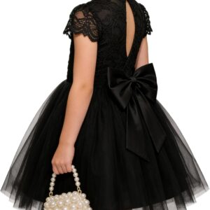 GRACE KARIN Flower Girl Dress with Big Bow,Kids Lace Tulle Princess Gown,Wedding Formal Birthday Party Pageant 5-10Y