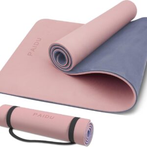 PAIDU Yoga Mat Non Slip Anti-tear,extra thick-2/5 inch（10MM）High Resiliency Professional POE Yoga Mats for Women Men Kids,72″x24″inch,Workout, Yoga, Pilates and Floor Exercise, with Carrier Strap