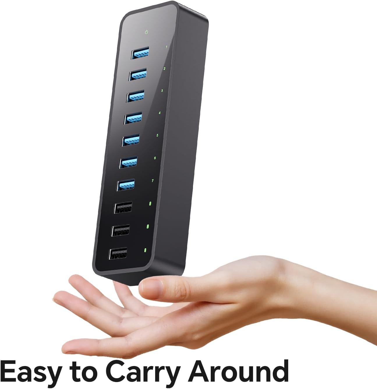 USB 3.0 Hub, 10Ports USB-Hub with 7 USB-3.0 & 3 BC1.2 Ports, Multi USB 60W Data Hub Compatible for USB A Laptops, PC, All USB Devices, Mobile and HDD, USB 3.1 Splitter - Image 8