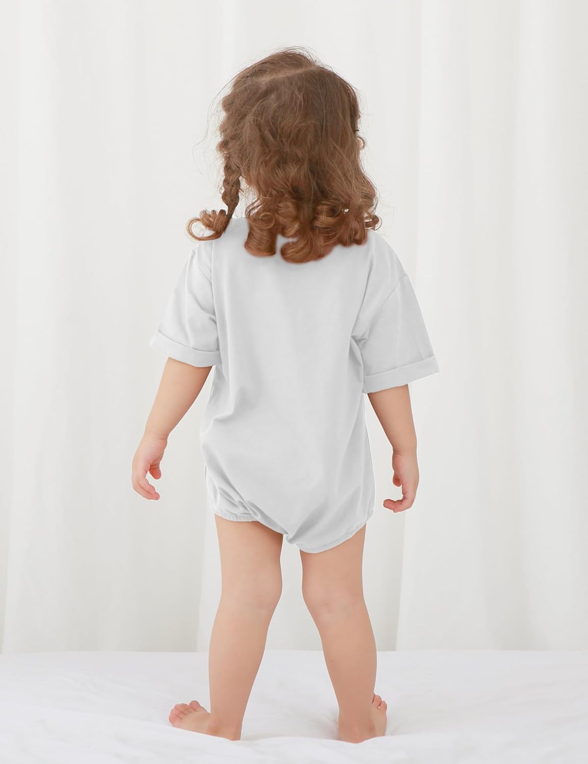 Jimonda Baby Bubble Rompers Boy Girl Solid Color T-Shirt Outfits Short Sleeve Button Bodysuit Cotton Tops Clothes 2Pcs - Image 7