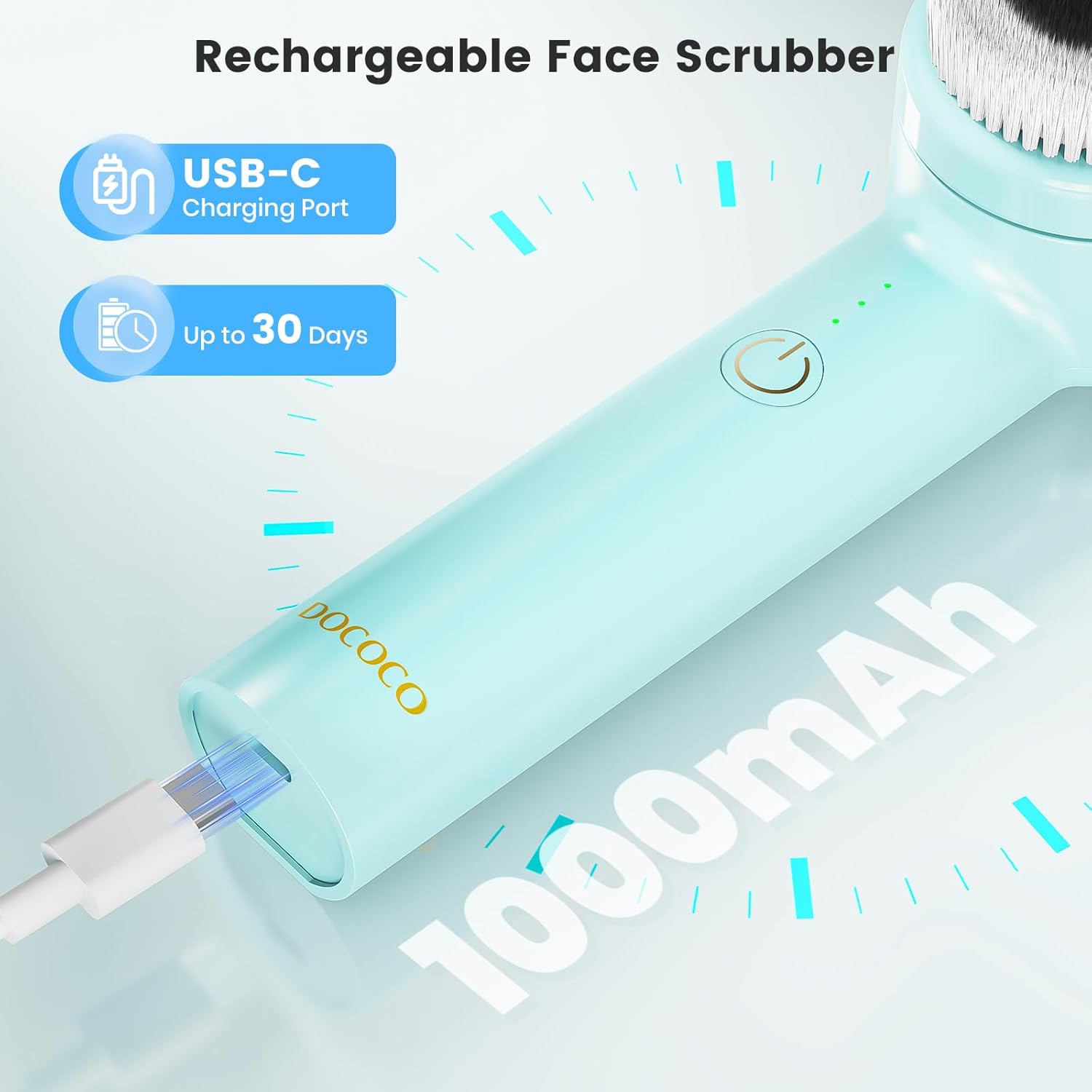 Facial Cleansing Brush with Dual Rotating, Electric Face Scrubber, 3 in 1 Facial Brush Skin Cleansing for Deep Cleansing, 3 Speeds, Waterproof Face Cleanser Brush for Men Women, Soft Exfoliator - Image 7