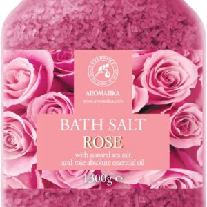 Rose Bath Salts 46 Oz – Natural Rosewood Oil & Rose Extract – Bath Additive for Spa and Skin Care