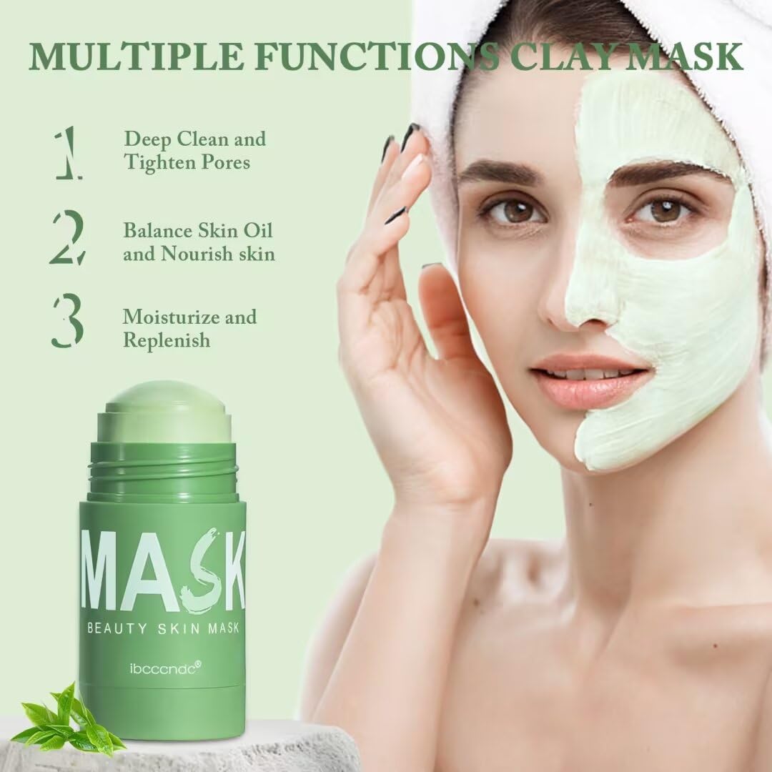 Green Tea Deep Cleanse Mask for Face,Blackhead Remover Face Mask,Poreless Deep Cleanse Mask Stick for Purifying,Moisturizing,Oil Control Reduce for Women and Men,2PCS - Image 2