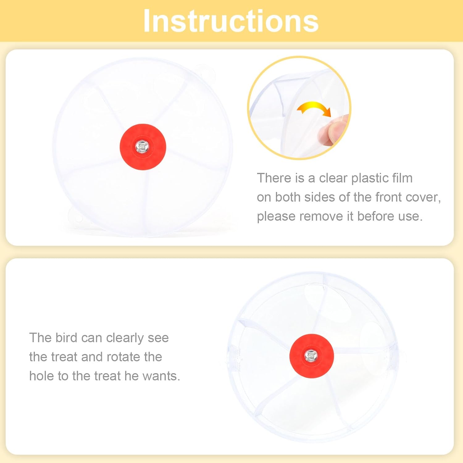 Bird Creative Foraging System Wheel Seed Food Ball Rotate Training Toy for Small and Medium Parrots Parakeet Cockatiel Conure (Clear) - Image 7