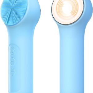 Silicone Facial Cleansing Brush, Portable Electric Face Scrubber with Heat and Vibration, 3 Modes Adjustable, Waterproof IPX6, USB-C Rechargeable, Deep Cleansing, Exfoliating and Massage