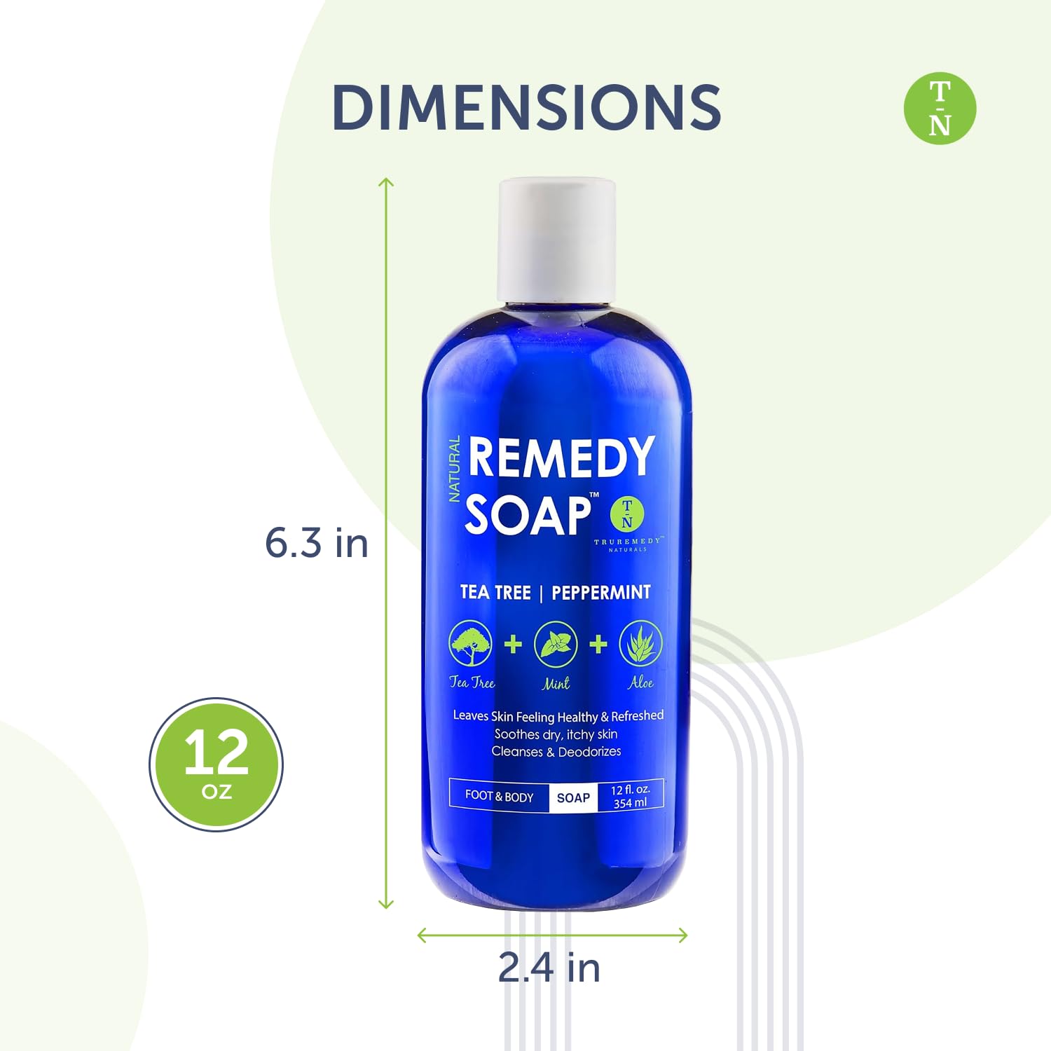 Truremedy Naturals 12 oz Tea Tree Oil Body Wash - Invigorating Tea Tree Soap with Peppermint, Aloe, Eucalyptus, Coconut and Olive Oil - Refreshing Body Wash for Men and Women - Shower Gel Cleanser - Image 3
