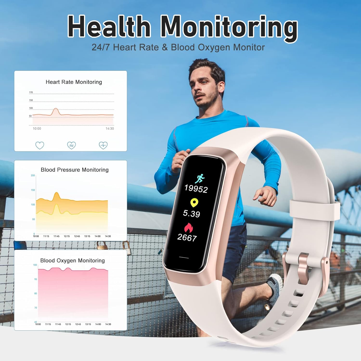 Zeacool Fitness Tracker with 24/7 Heart Rate, Blood Oxygen Blood Pressure Sleep Monitor, Activity Trackers 5 ATM Waterproof,Step Calorie Counter Pedometer Health Smart Watch for Women Men - Image 6