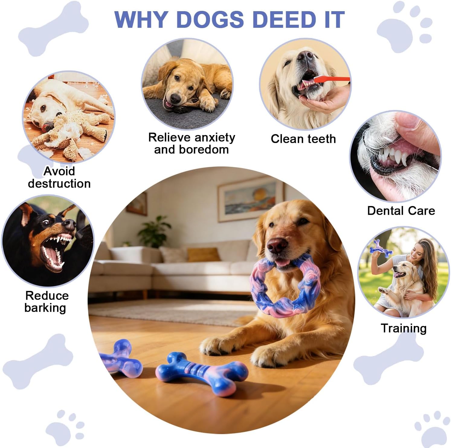 Rensh 3-Pack Tough Dog Chew Toys for Aggressive Chewers, Almost Indestructible Dog Toys for Medium Large Breed, Super Chew Toy to Keep Them Busy & Reduce Boredom, Teeth Cleaning Training, Milk Flavor - Image 5