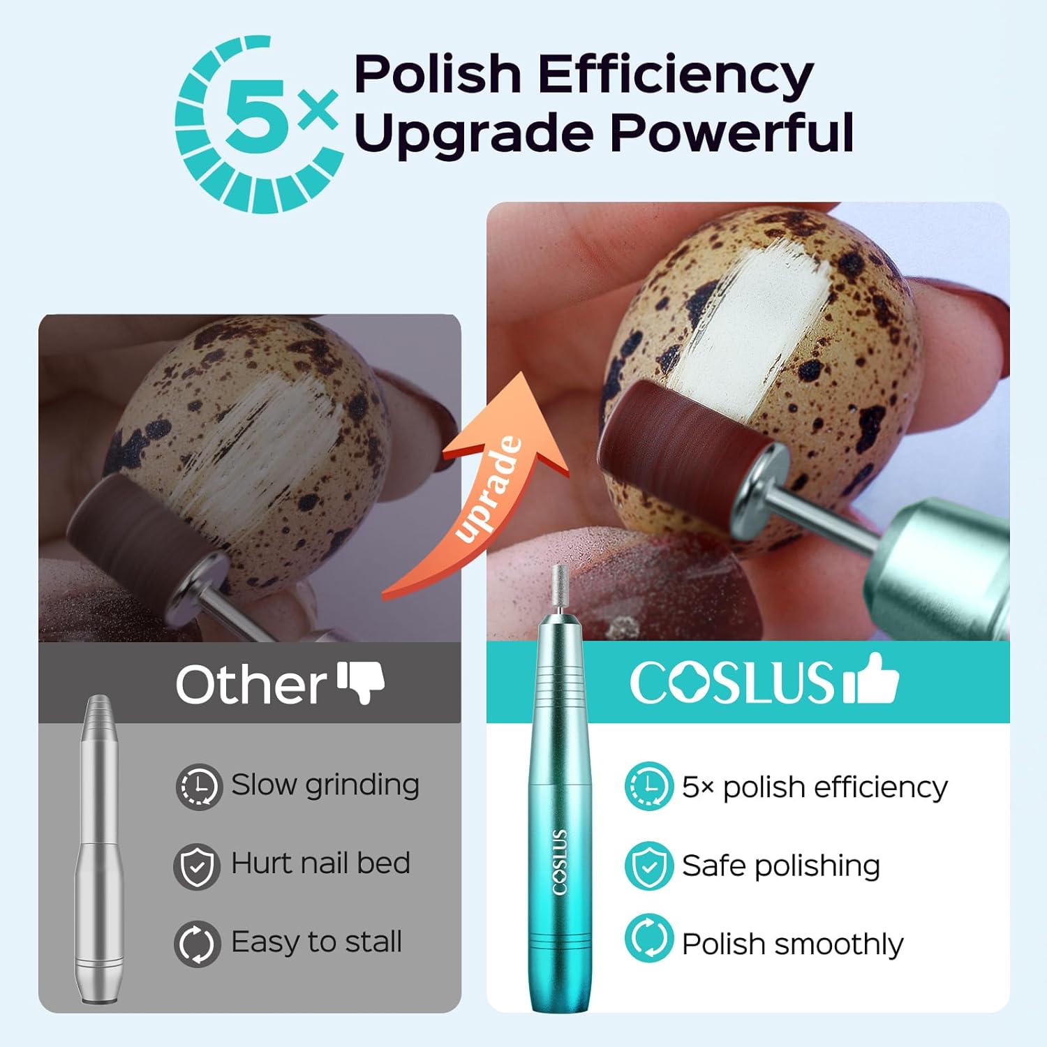 COSLUS C40 Electric Nail Drill File Professional: for Acrylic Gel Dip Powder Nails Portable Nail Machine Kit Manicure Pedicure Tools Polishing Set with Nail Drill Bits Sanding Bands Blue - Image 2