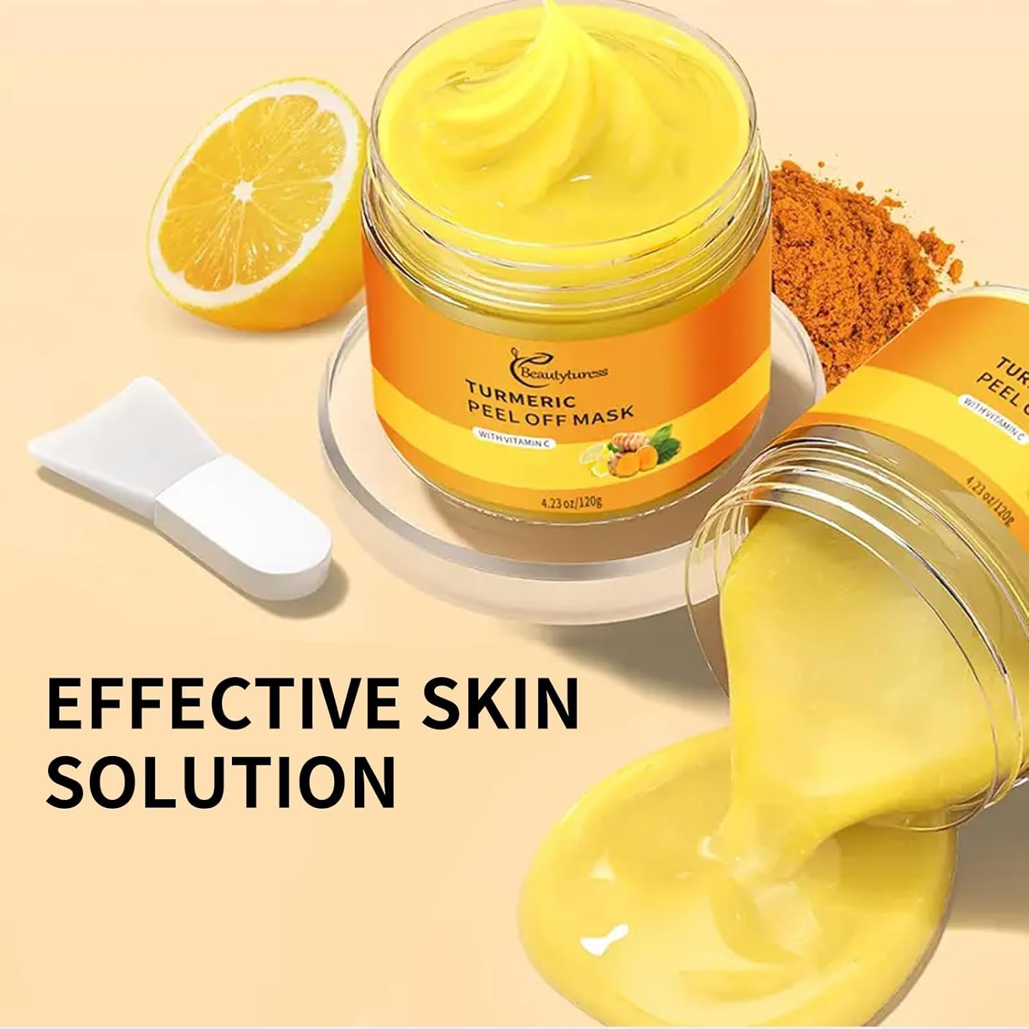 Vitamin C Peel Off Face Mask, Turmeric Moisturizing Mask, Deep Cleansing Face Peel Mask,Face Mask for Pores, Dirts, Oil, 2 Packs - Image 5