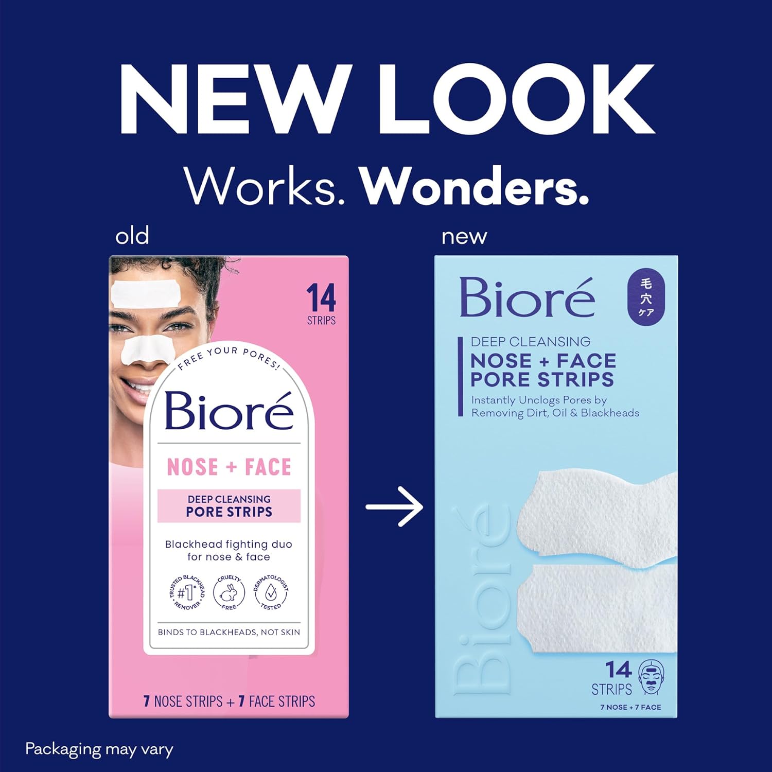 Bioré Nose+Face Blackhead Remover Strips, Deep Cleansing Strips for Nose, Chin, or Forehead, Instant Blackhead Removal and Pore Unclogging, Oil-free, Non-Comedogenic Use, 14 Count - Image 2