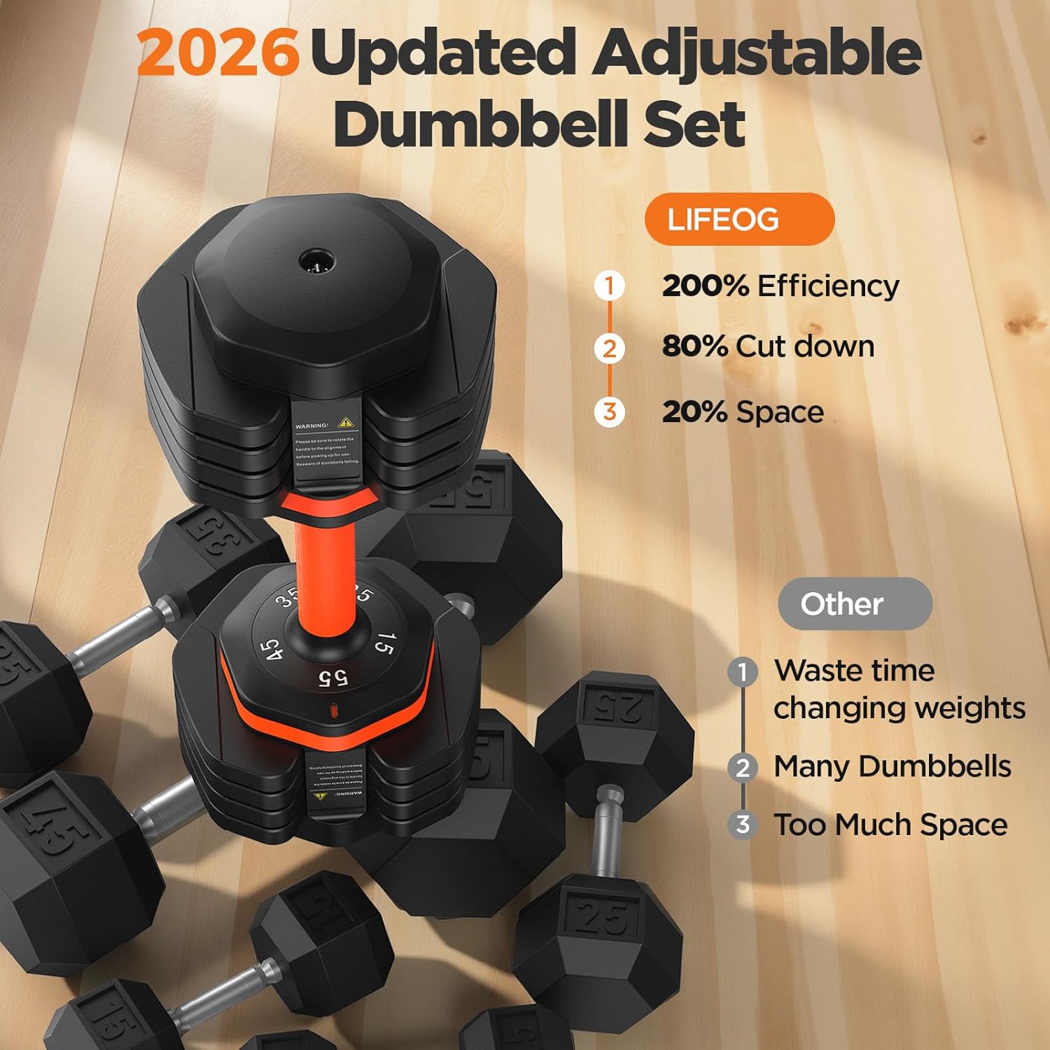 2026 FDB2 Updated Adjustable Dumbbell Set of 2, 110lbs/50lbs Weights Dumbbell Set with Storage Box, 25lbs/55lbs Adjustable Weights with Anti-slip Silicone Grip, Weight Set For Home Gym Suit both Men and Women - Image 2