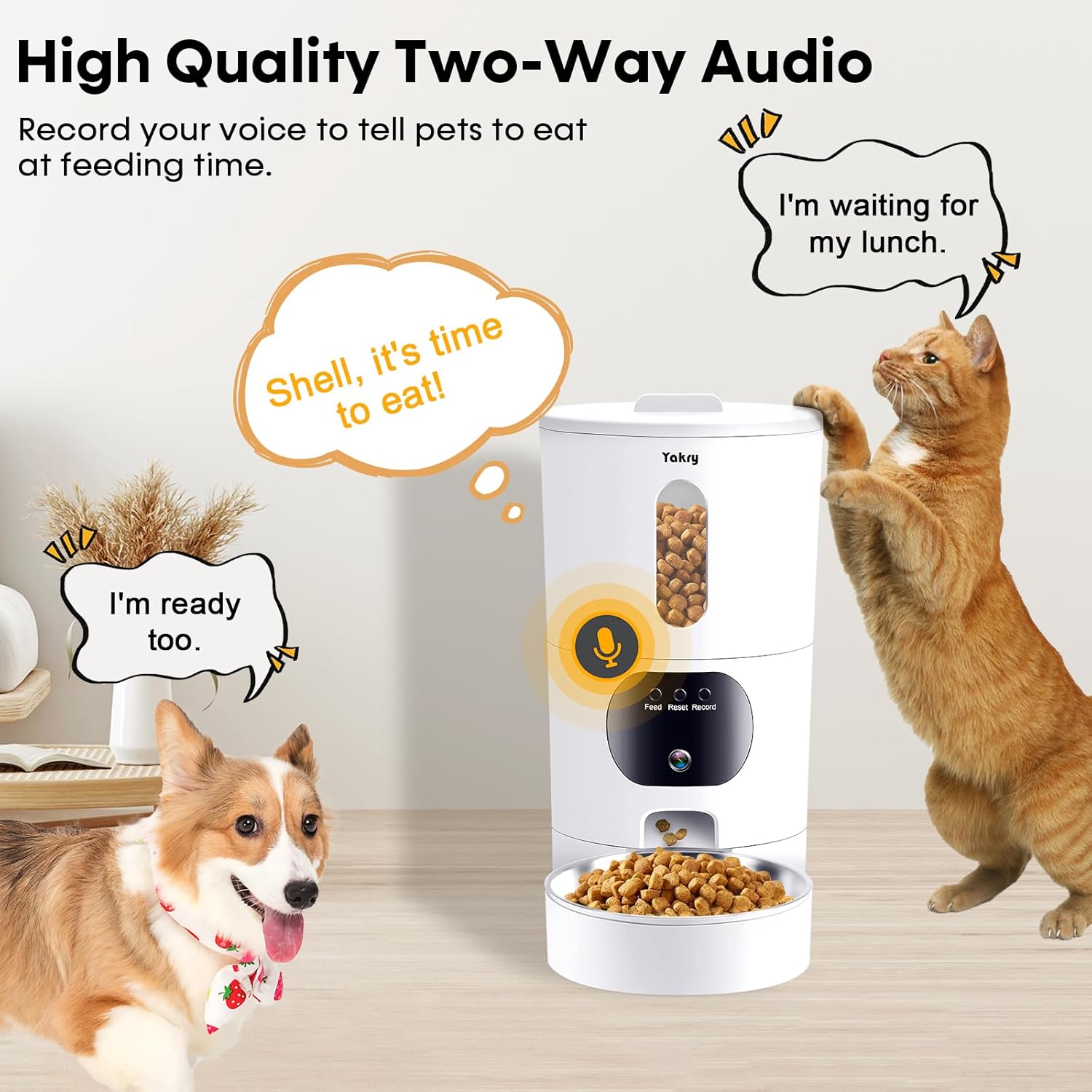 Automatic Cat Feeders Camera 5G: WiFi Easy to Clean Timed Smart Dog Food Dispenser 2-Way Audio Memory Function Pet Feeder HD 1080P Video Record APP Control Dry Food Clear Night Vision Yakry - Image 7