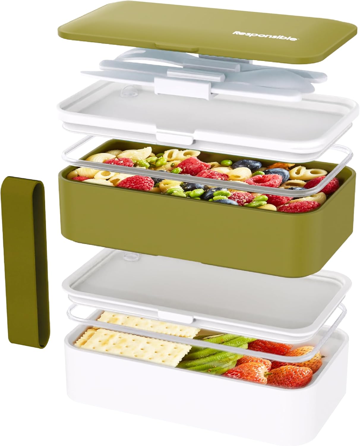 Responsible Products Leak Resistant Bento Box with Tableware for Adult - Teens, Insulated Lunch Box for Women - Men - Girls - Boys, BPA Free, Dishwasher Safe, Microwave Safe, Freezer Safe, 46 oz - Image 3