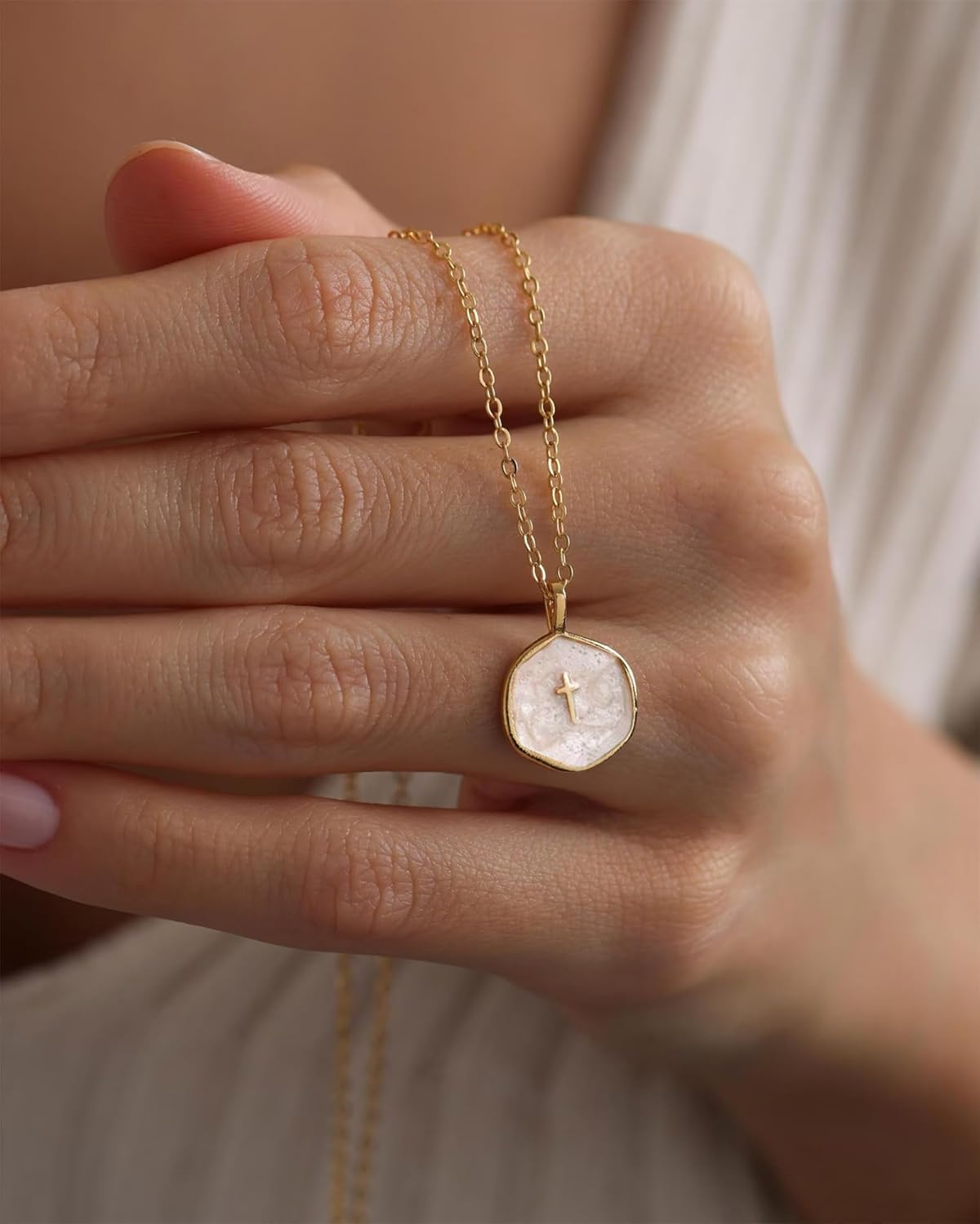 Small Cross Necklace for Women, Dainty 14K Gold Plated Cross Pendant Necklace, Everyday Simple Cross Charm Choker Minimalist Religious Jewelry Cute Trendy Gifts - Image 5