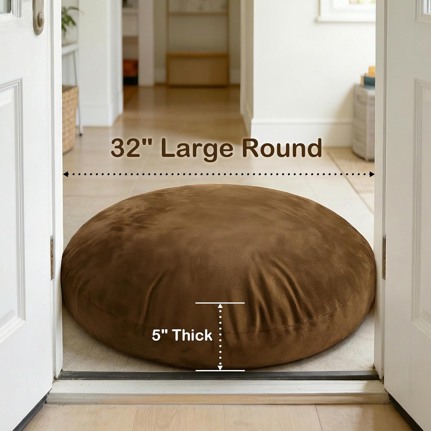 Codi Meditation Cushions Set of 2 – Large Round Floor Pillows for Adults with Removable Washable Cover, Soft and Supportive Floor Cushion for Yoga, Seating and Dog Bed, 32 inch - Coffee - Image 3