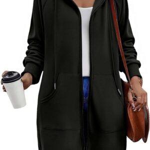 Zeagoo Women’s Zip Up Hoodies Long Sleeve Long Tunic Sweatshirts Oversized Fleece Casual 2026 Fall Jacket Coat with Pocket