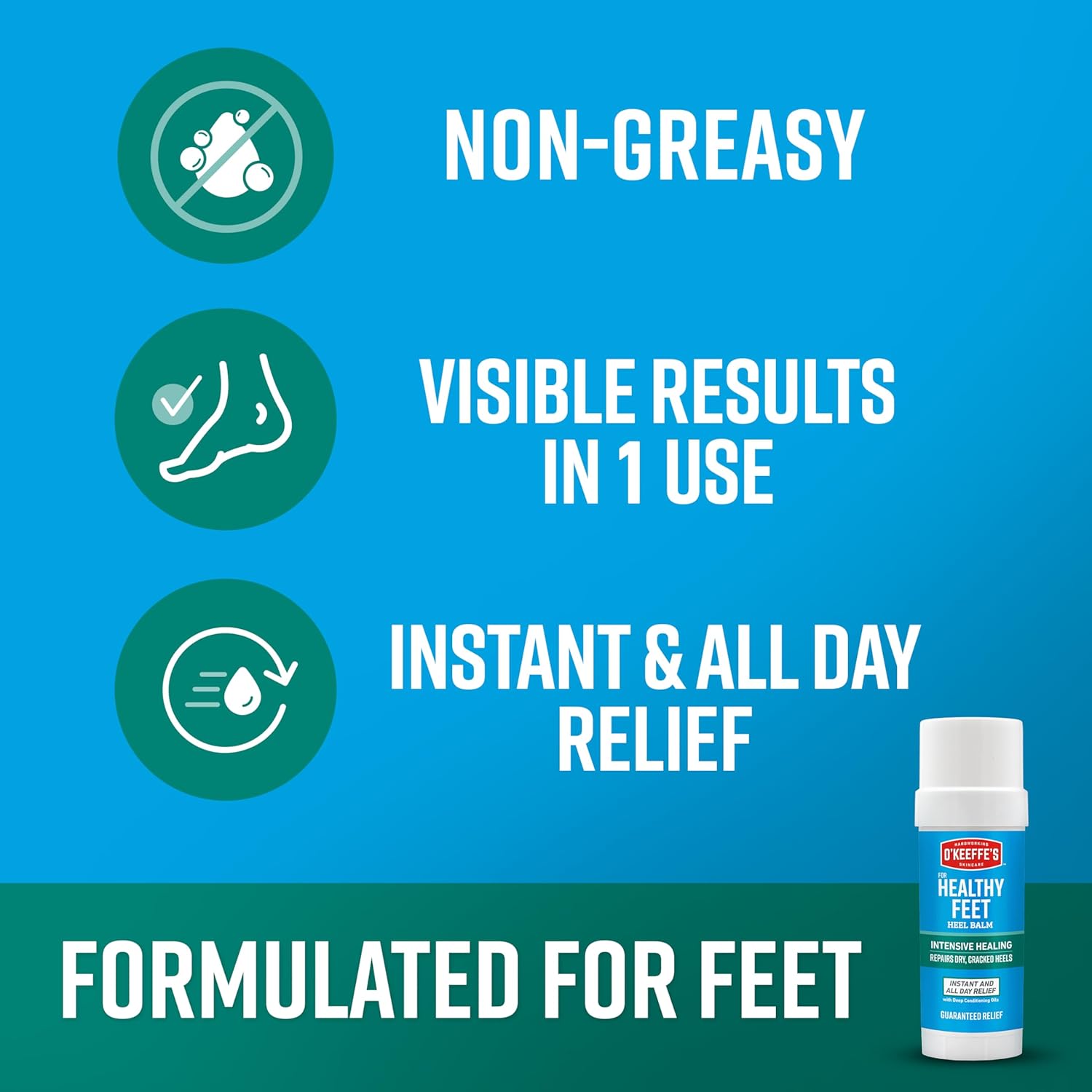 O'Keeffe's for Healthy Feet Intensive Healing Balm; Guaranteed Relief for Extremely Dry; Cracked Feet; Heel Balm that Instantly Fills Dry; Cracked Heels; 2.2oz Balm Stick; (Pack of 1) - Image 5