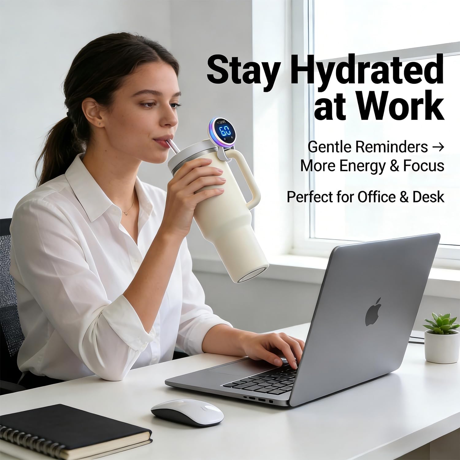 Drink Water Reminder for Stanley Cup 2.0 30oz 40oz – Water Bottle Reminder to Drink, Hydration Tracker Timer Clip, Smart Water Reminder Device, LED Beep Alert, USB-C Stanley Accessory - Image 7
