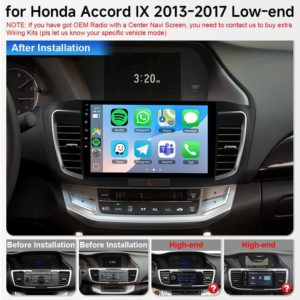 ASURE 10.1 inch Android 15 Car Stereo Radio for Honda Accord 2013-2017 Base Version Cars, 4+64G GPS Navigation Head Unit with Wireless Carplay Android Auto,1280x800 Touchscreen Multimedia Player - Image 3