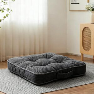 Large Floor Pillow for Adults, Memory Foam Floor Cushions 22×22+4” Thicken Floor Sitting Square Meditation Pillows Seating Washable Corduroy Seat Cushions for Yoga Living Room
