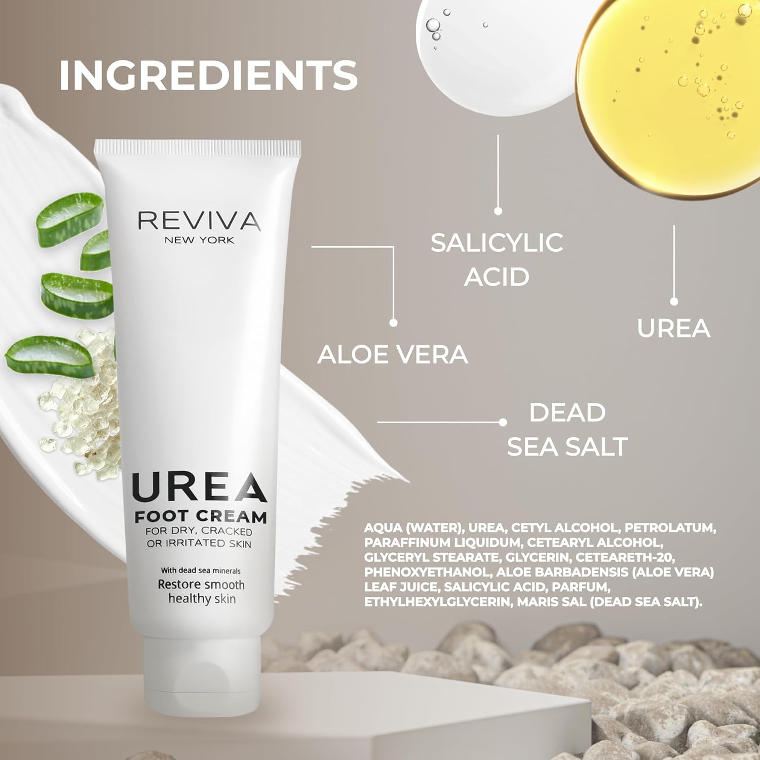 Foot Cream with Urea , Salicylic Acid & Dead Sea Minerals – Intensive Foot Cream for Dry Cracked Heels and Feet, Callus Remover & Toenail Softener – Deep Moisturizing & Skin Repair for Cracked Feet - Image 3