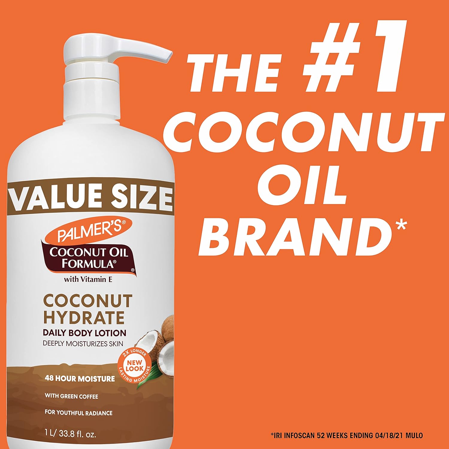 Palmer's Coconut Oil Formula Body Lotion for Dry Skin, Hand & Body Moisturizer with Green Coffee Extract & Vitamin E, Value Size Pump Bottle, 33.8 Fl Oz (Pack of 1) - Image 4