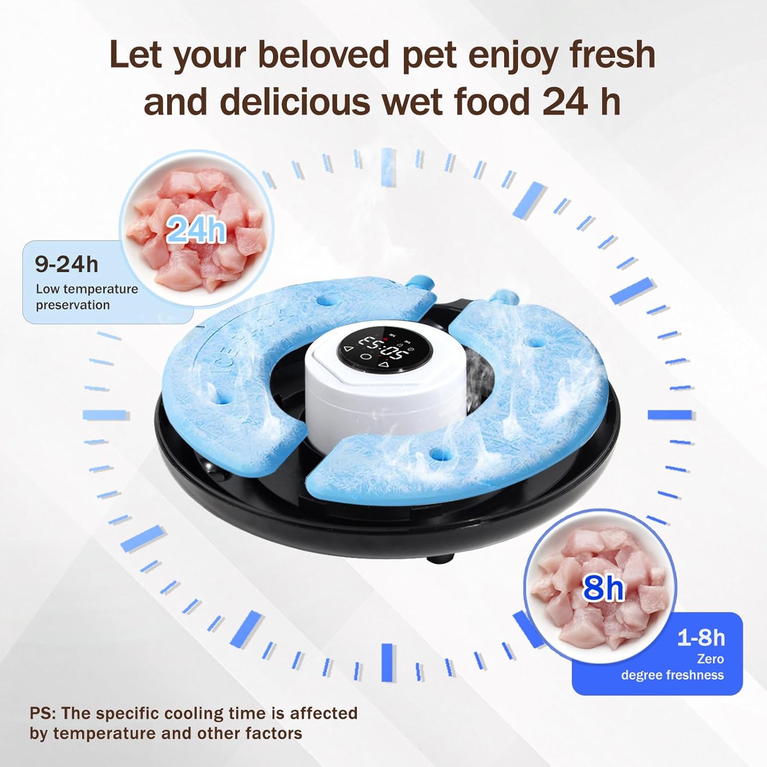 Automatic Wet Food Cat Feeder, Auto Refrigerated Wet Foods Feeder for Cats Dogs 6 Meal Timed Fresh Foods Dispenser with 2 Ice Packs Automatic Cat Dog Food Stainless Steel Bowl for Kitty Puppy Cat Dog - Image 2
