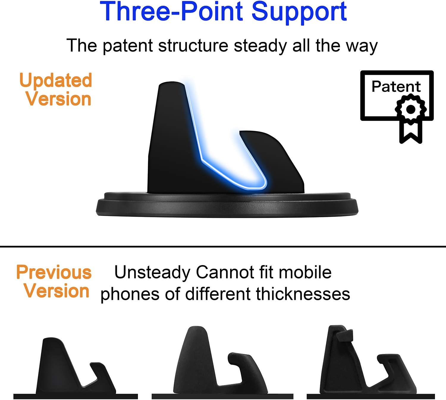 SRUNP Car Phone Mount with Three-Point Support for Car Dashboard, 360 Degree Rotatable Washable Cell Phone Holder for Car Compatible Smartphones and GPS Devices - Image 3