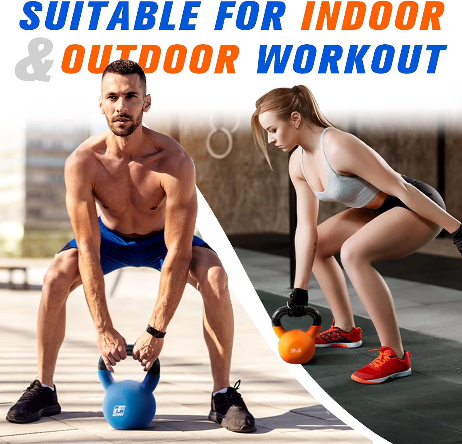 RitFit Neoprene Coated Kettlebell Weight Set, Solid Cast Iron - Image 6