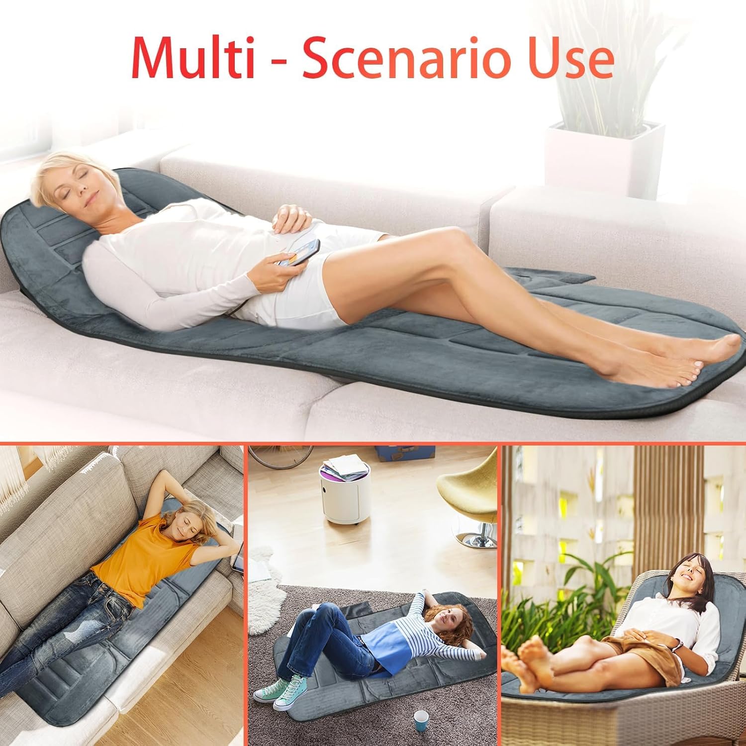 CuPiLo Massager Pad, Back Massager with Heat and 10 Vibrating Motors for Pain Relief, Body Massage for Back, Lumbar,Leg, Gifts for Men Women, Long 53" - Image 8