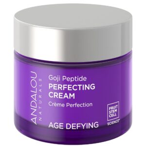 Andalou Naturals Goji Peptide Perfecting Cream – Age Defying Face Moisturizer with Resveratrol, CoQ10 – Supports Skin Collagen and Elastin, Improves Appearance of Wrinkles & Signs of Aging – 1.7 fl oz
