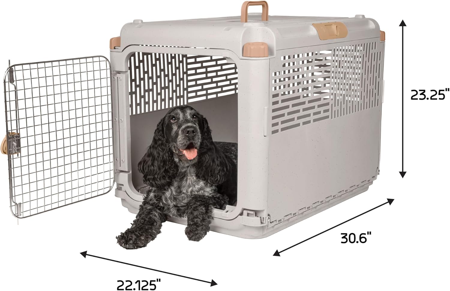 SportPet Designs Collapsible Medium Pet Travel Carrier (Tan), Hard-Sided Kennel for Medium Dogs, Puppies, Cats, Kittens, Animals up to 50lbs, Washable Home & Outdoor Pet Crate, 30.6"L x 22"W x 23.25"H - Image 5