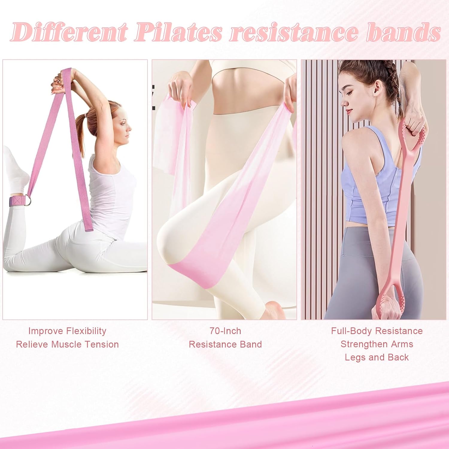 Home Pilates Essentials Kit for Women, Complete 13-in-1 Pilates Equipment Ring and Ball Set with 5 TPE Resistance Bands, Ankle Weights, 8-Shaped Pull Band, Stretch Strap and Waterproof Bag - Image 6