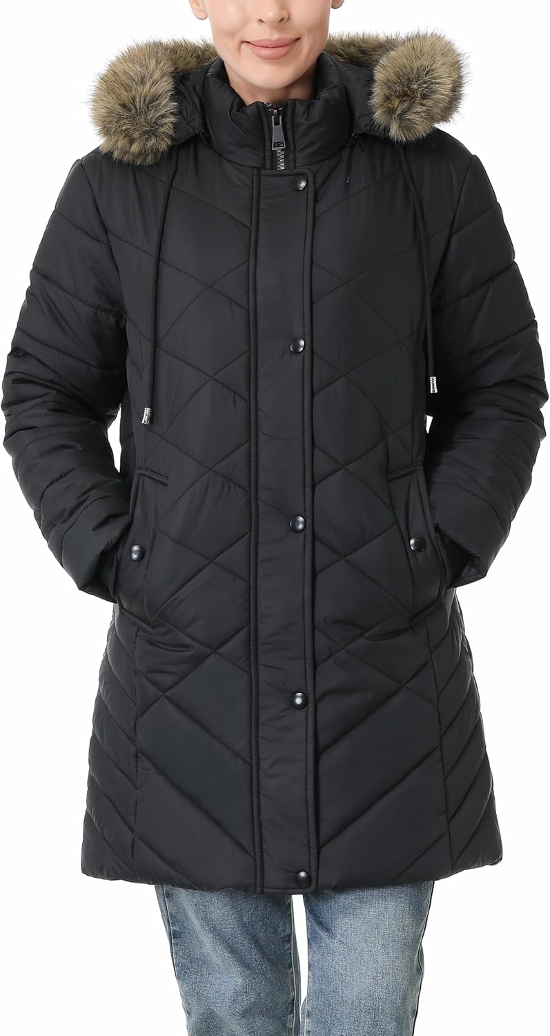 Women's Long Warm Winter Coat Windproof Thickened Fleece Lined Down Jacket Waterproof Puffer Outerwear with Removable Hood - Image 6