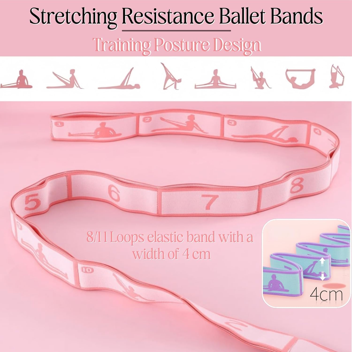 Multi-Loop Stretch Band - Yoga, Pilates, Ballet, and Physical Therapy Stretching Strap for Flexibility, Leg Stretching, and Exercise - Durable Stretching Equipment for Dance and Fitness - Image 3
