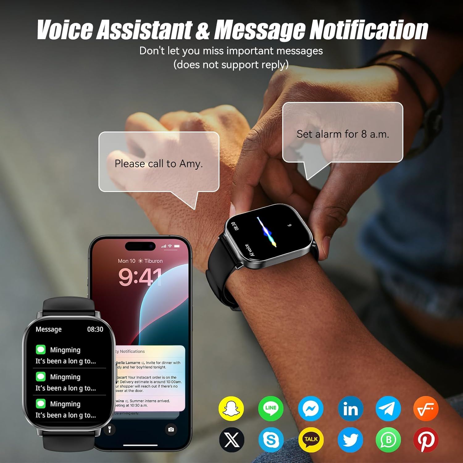 Smart Watch with 2.01" HD Touchscreen, Bluetooth Calling, 120+ Sports Modes, 24/7 Heart Rate & Sleep Monitoring, IP67 Waterproof Fitness Tracker, Compatible with iOS and Android (Black) - Image 3