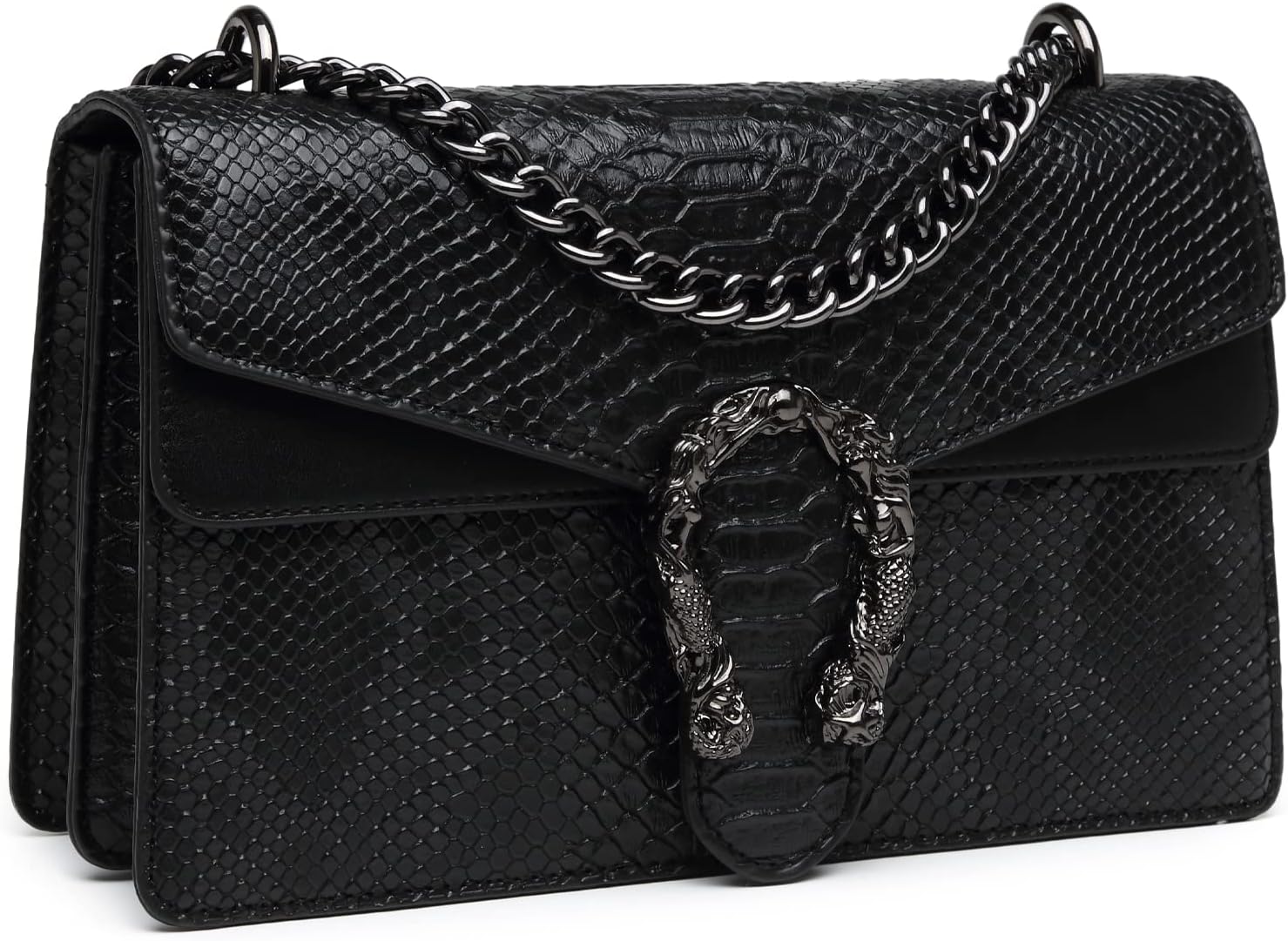 MYHOZEE Crossbody Bags for Women - Snake Printed Clutch Purses Leather Chain Shoulder Bags Evening Handbags - Image 7